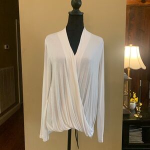Stella & Dot White Wrap Blouse with Long Sleeves